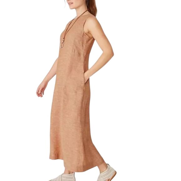 J Jill Linen Sleeveless A-Line Midi Maxi Dress, NWT, Pockets, Peach Tan, XL - Picture 9 of 9